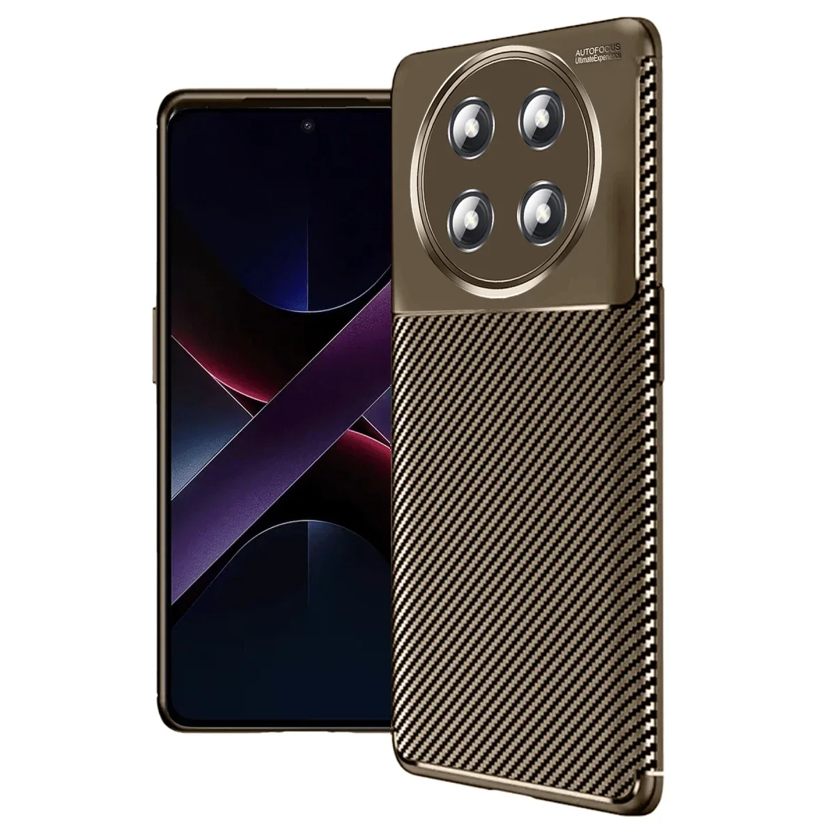 Honor Magic 7 Lite Kılıf Auto Focus Karbon Kapak - Kahverengi