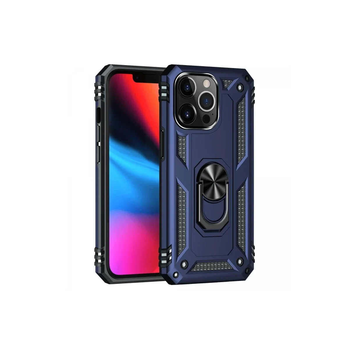 Apple iPhone 13 Pro Kılıf Sofya Yüzüklü Silikon Kapak - Lacivert