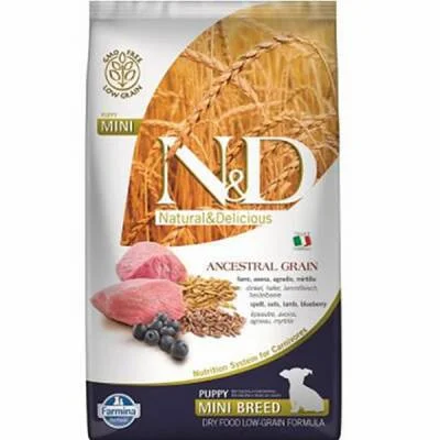 Ancestral Grain Mini Puppy Kuzulu Yaban Mersinli Küçük Irk Düşük Tahıllı Yavru Köpek Maması 2,5 Kg