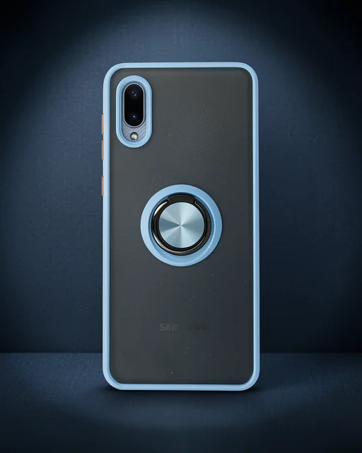 Samsung Galaxy A02 Kılıf Montreal Yüzüklü Silikon Kapak - Buz Mavi