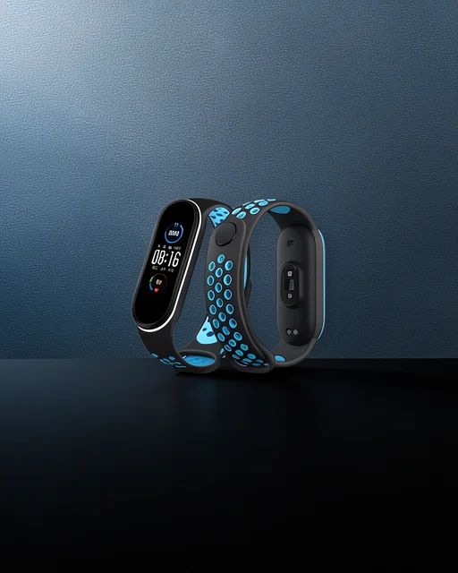 Xiaomi Mi Band 6 Spor Delikli Kordon - Siyah-mavi-beyaz