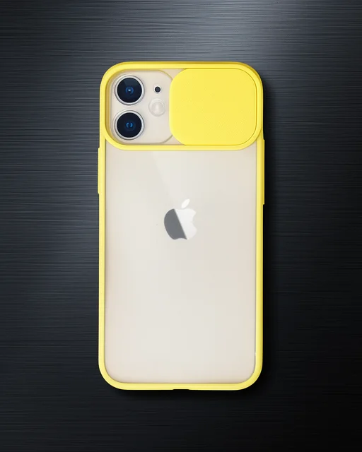 Apple İphone 11 Kılıf Palm Buzlu Kamera Sürgülü Silikon - Sarı
