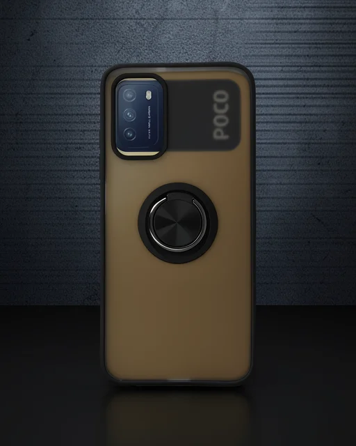 Xiaomi Redmi 9t Kılıf Montreal Yüzüklü Silikon Kapak - Siyah