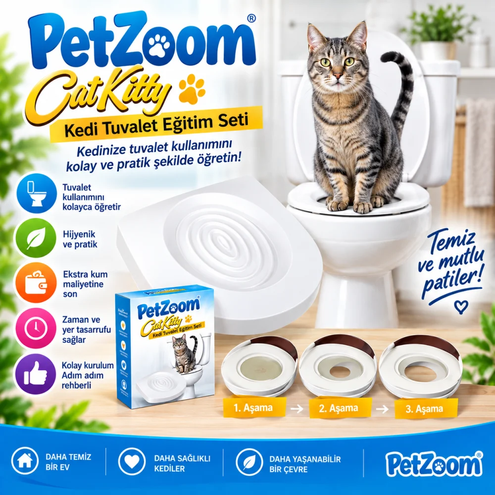 PetZoom Citi Kitty Kedi Tuvalet Eğitim Seti – Kedi Klozete Alıştırma Aparatı görsel 4