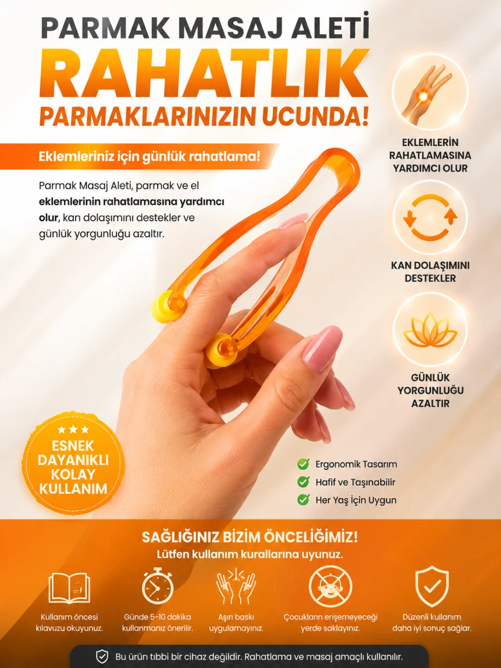 Nordmende Parmak Masaj Aleti El ve Parmak Rahatlatıcı Masaj Aparatı görsel 3