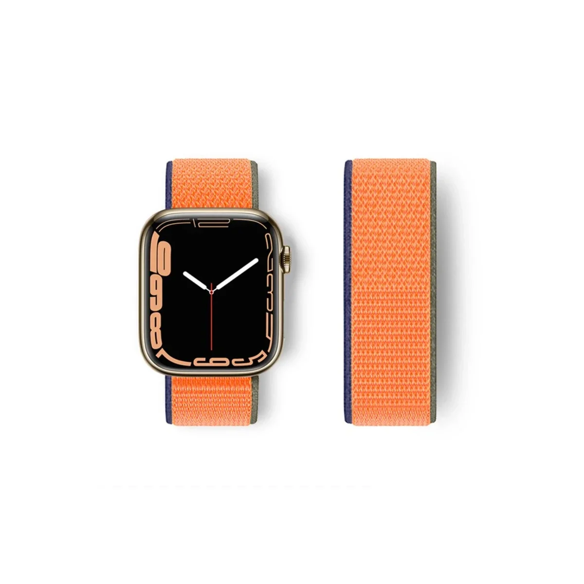 Apple Watch 42mm Hasırlı Cırtcırtlı Kordon - Turuncu