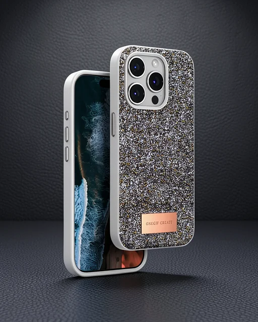 Onegif Apple İphone 14 Pro Bright Simli Kapak - Gümüş