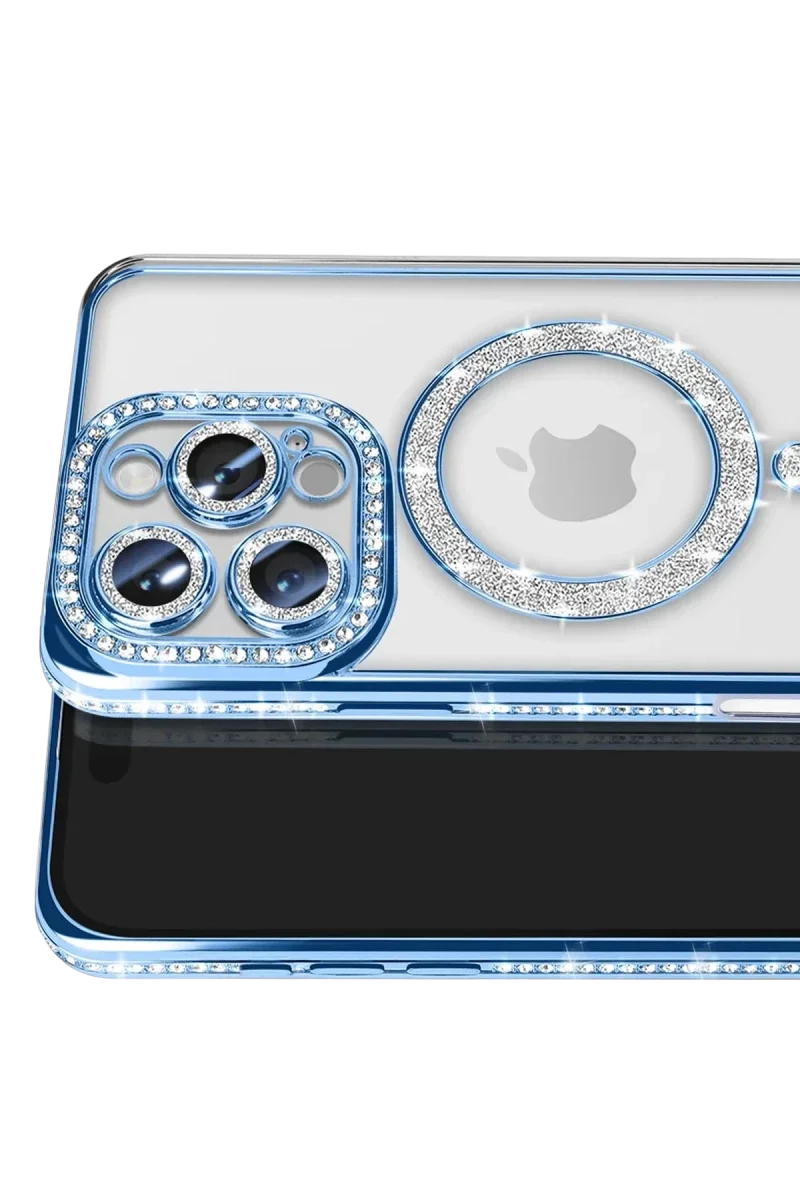 Apple iPhone 16 Pro Max Kılıf Joke Simli Magneticsafe Kılıf - Mavi görsel 2