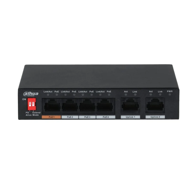 PFS3006-4ET-60 4 Port 10/100 + 2 Port 10/100 Uplınk 250 Metre 60W Poe Metal Kasa Swıtch görsel 3