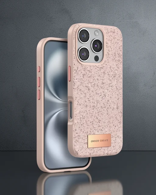 Onegif Apple İphone 16 Pro Max Bright Simli Kapak - Pembe