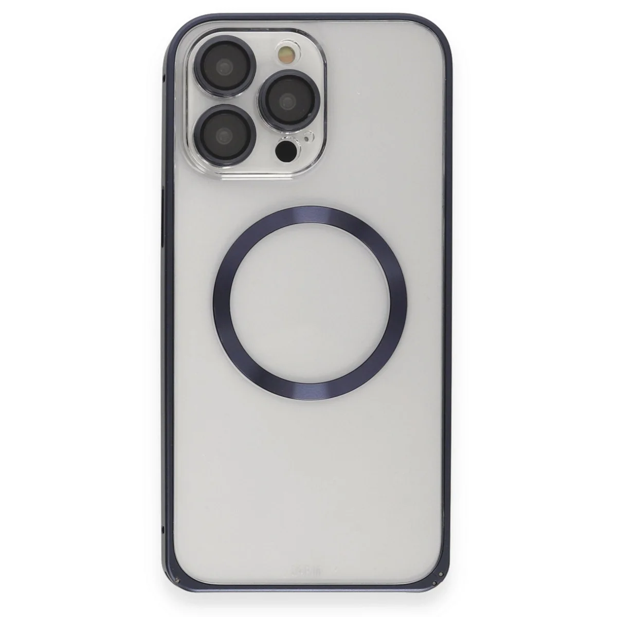 Joko Apple İphone 15 Pro Max Kılıf Metal Bumper Magneticsafe Kapak - Lacivert görsel 2