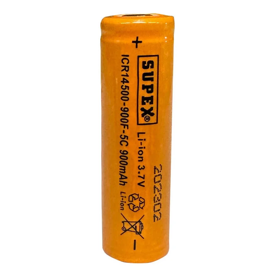 ICR14500-900F-5C Lityum Ion 3.7V 900mAh 5C Deşarj Akımı Düz Kafa Pil