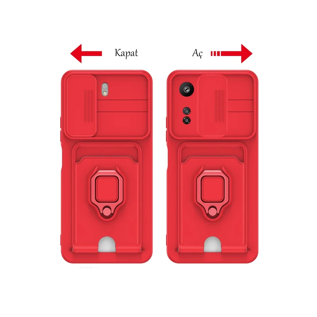 Xiaomi Redmi 13C Kılıf Zuma Kartvizitli Yüzüklü Silikon - Lila görsel 4