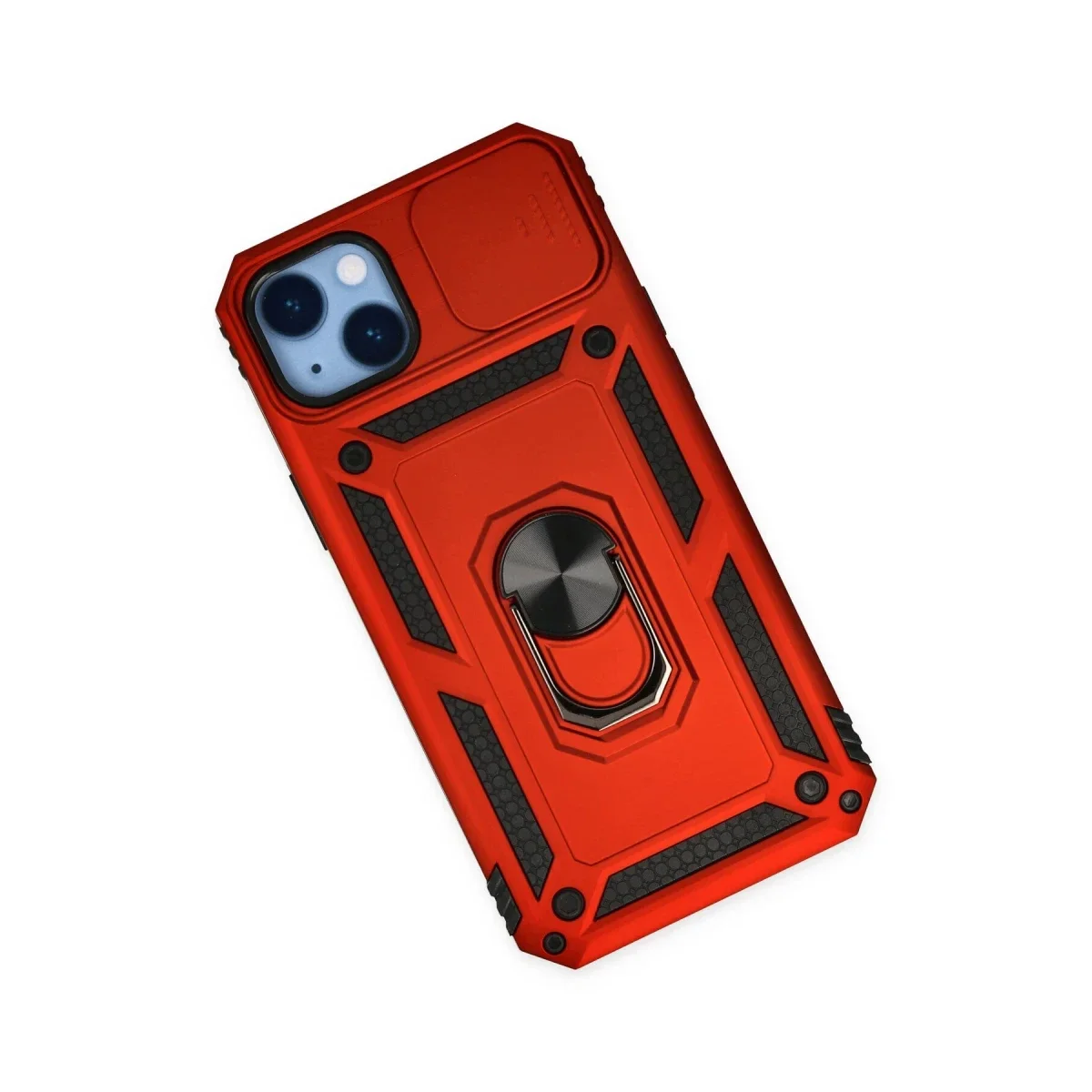 Apple iPhone 14 Plus Kılıf Pars Lens Yüzüklü Silikon - Kırmızı görsel 3