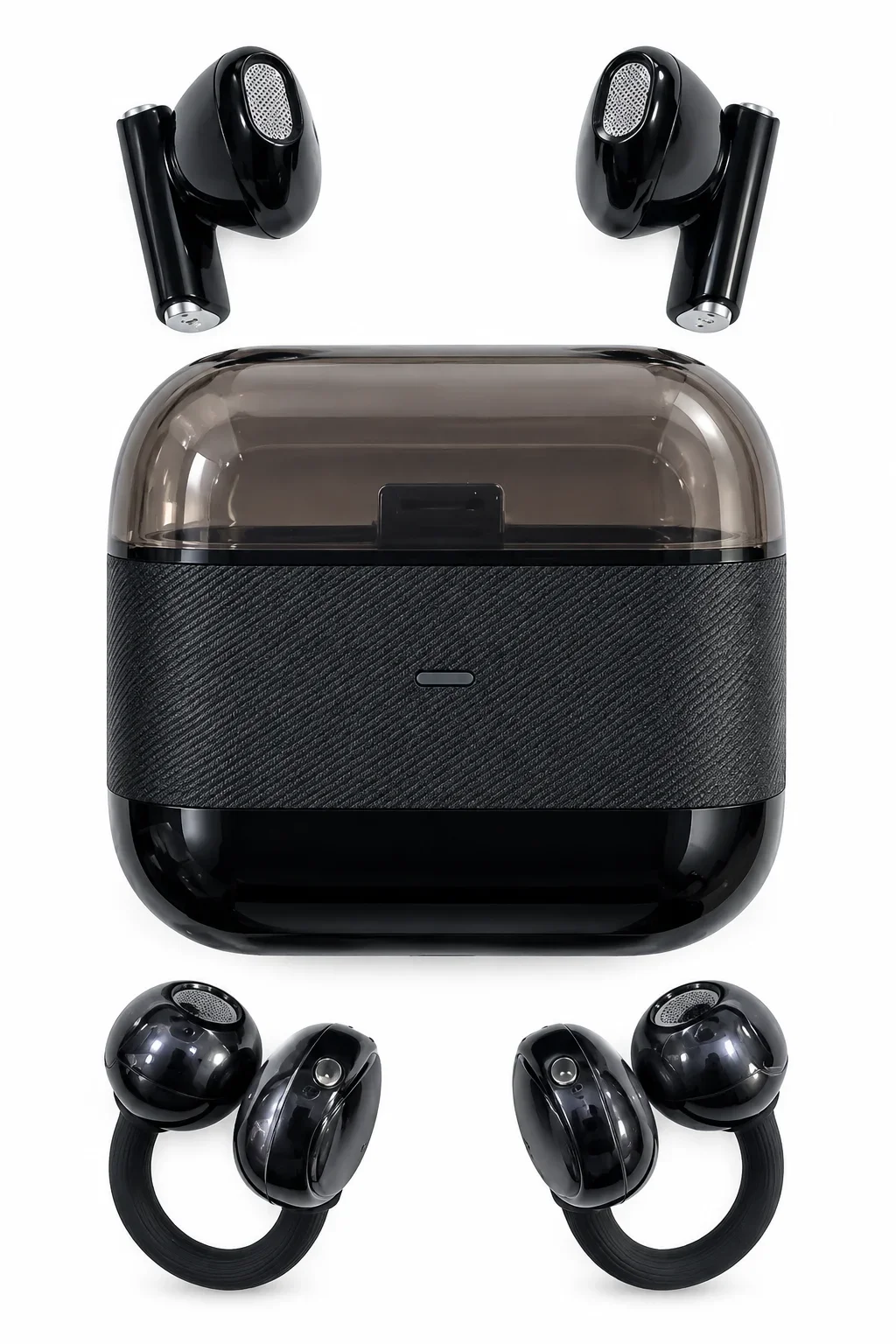 Kablosuz Bluetooth Kulaklık 4 Kulaklıklı 2’si 1 Arada Siyah görsel 5