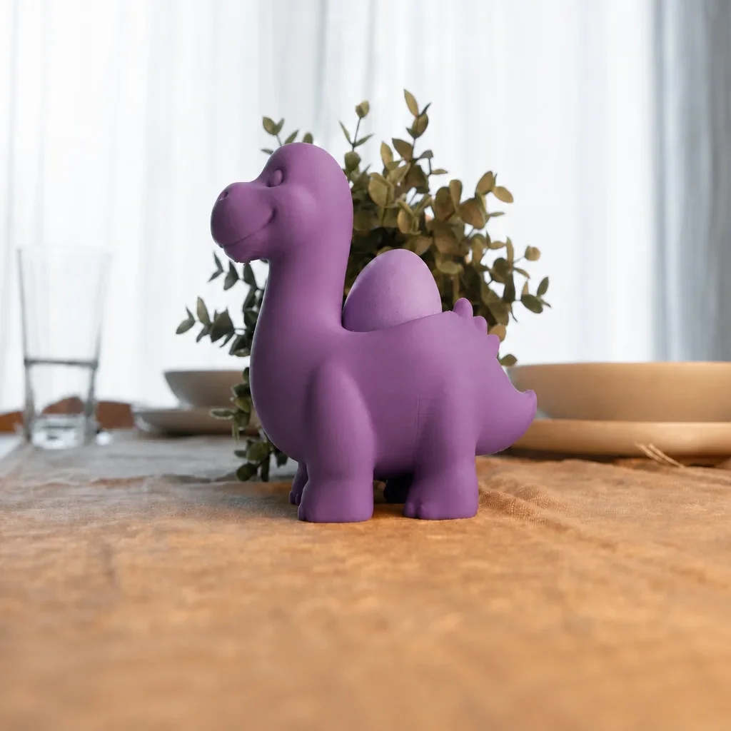 3D Baskı Dinozor Yumurtalık - Sevimli Eggosaurus Yumurta Tutucu-Mor görsel 3
