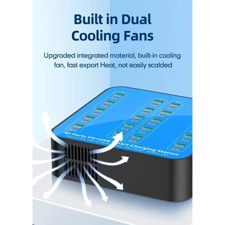 40 Portlu 400w Hızlı Şarj İstasyonu 20x Usb + 20x Type-c Pd Çıkışlı Şarj Cihazı görsel 7