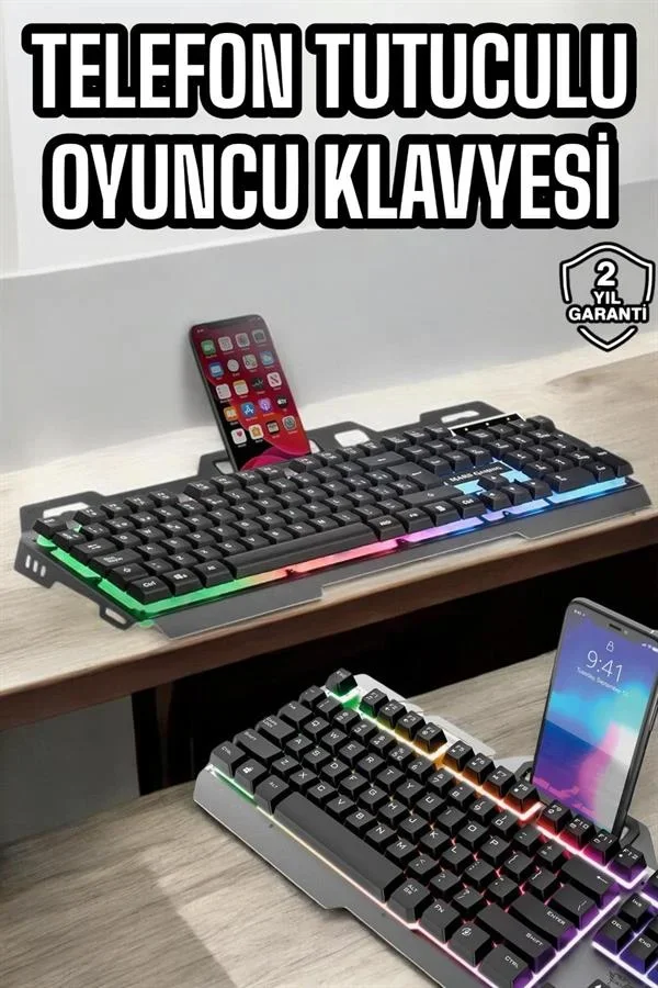 Oyuncu Klavyesi Q Klavye RGB Işıklı Mouse Hediyeli görsel 2
