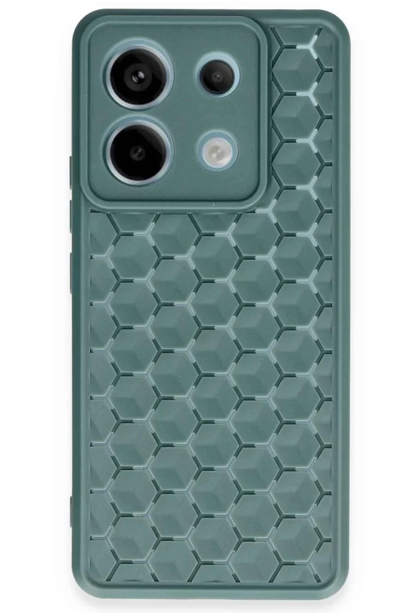 Xiao Red Note 13 Pro 5G Kılıf Petek Silikon Kapak - Koyu Yeşil