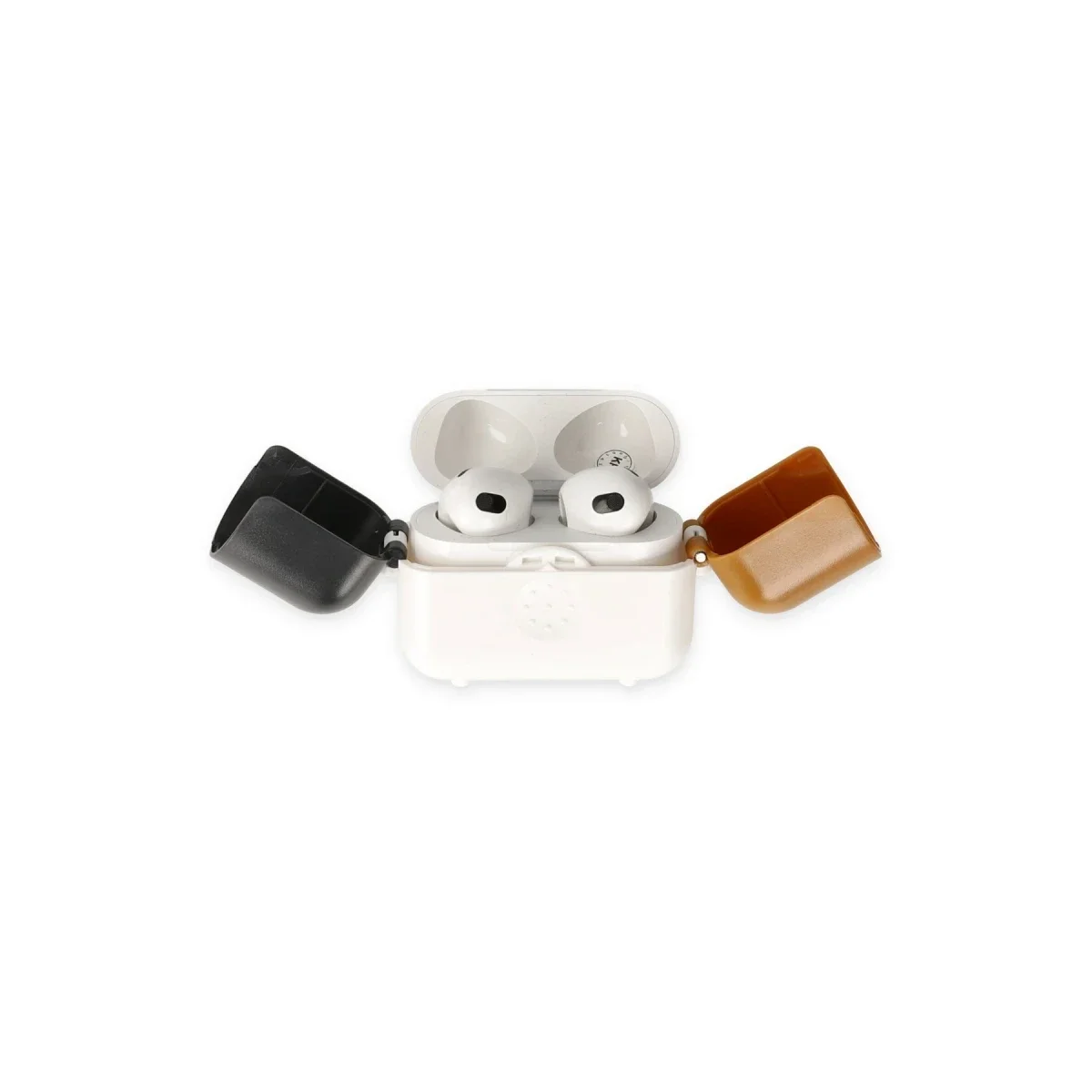 Apple Airpods 3 (3.nesil) Basmalı Kılıf - Beyaz-Siyah-Kahverengi görsel 3