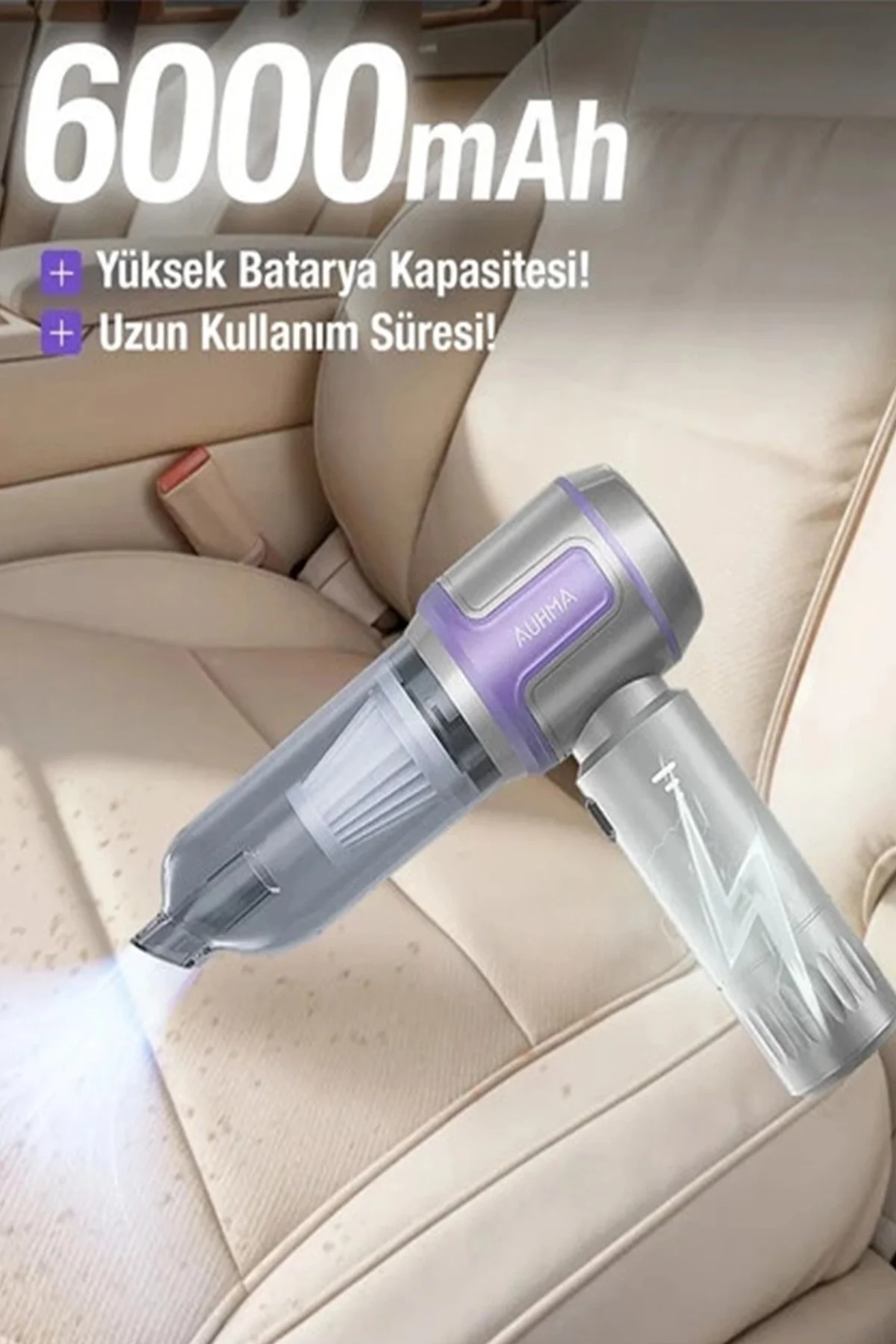 Kablosuz Taşınabilir Araç İçi El Süpürgesi 17000pa Güçlü Vakum 4’ü 1 Arada Çok Amaçlı Tezlik görsel 4