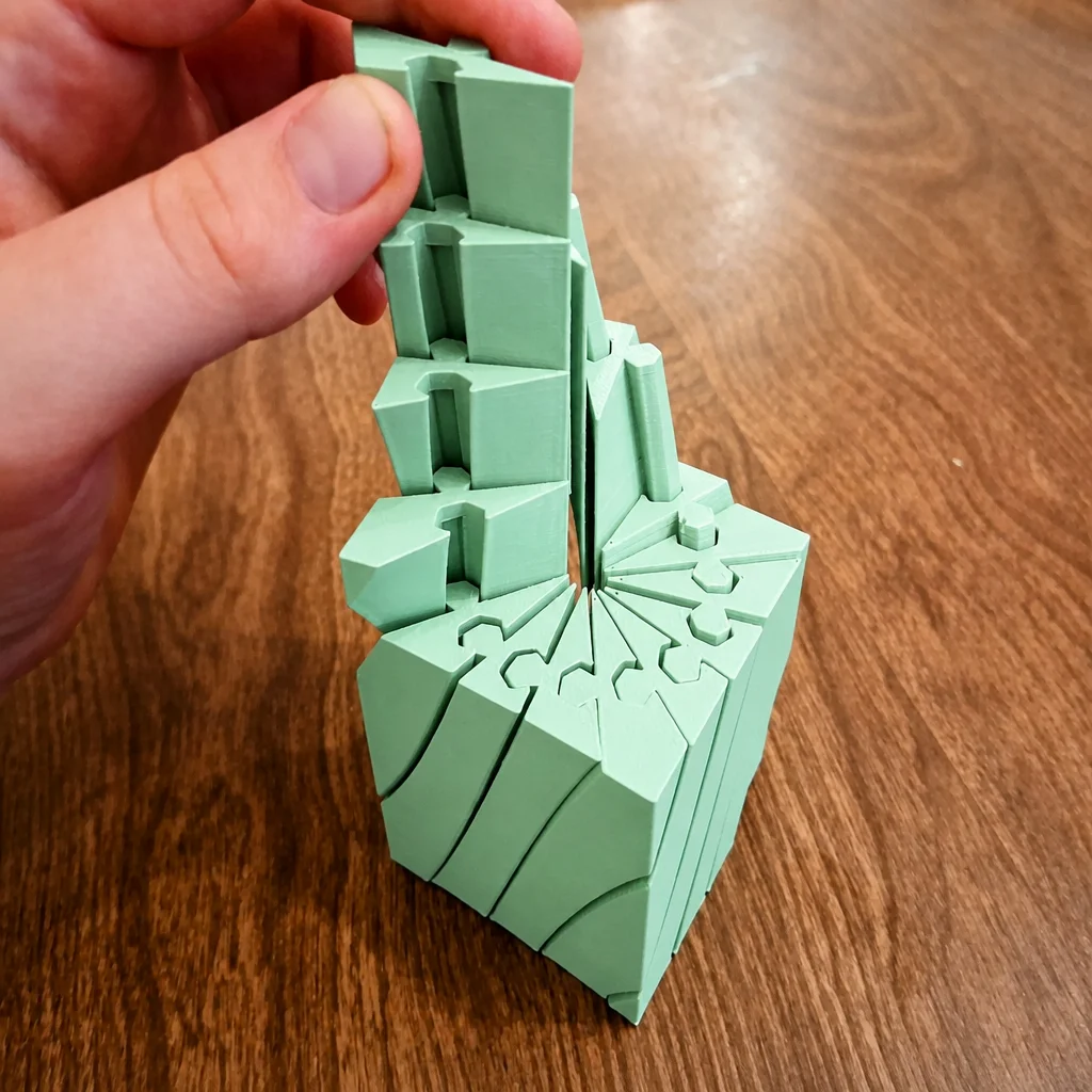 3D Baskı Twisting Küp - Mekanik Dönen Bulmaca Küpü-Mint görsel 2