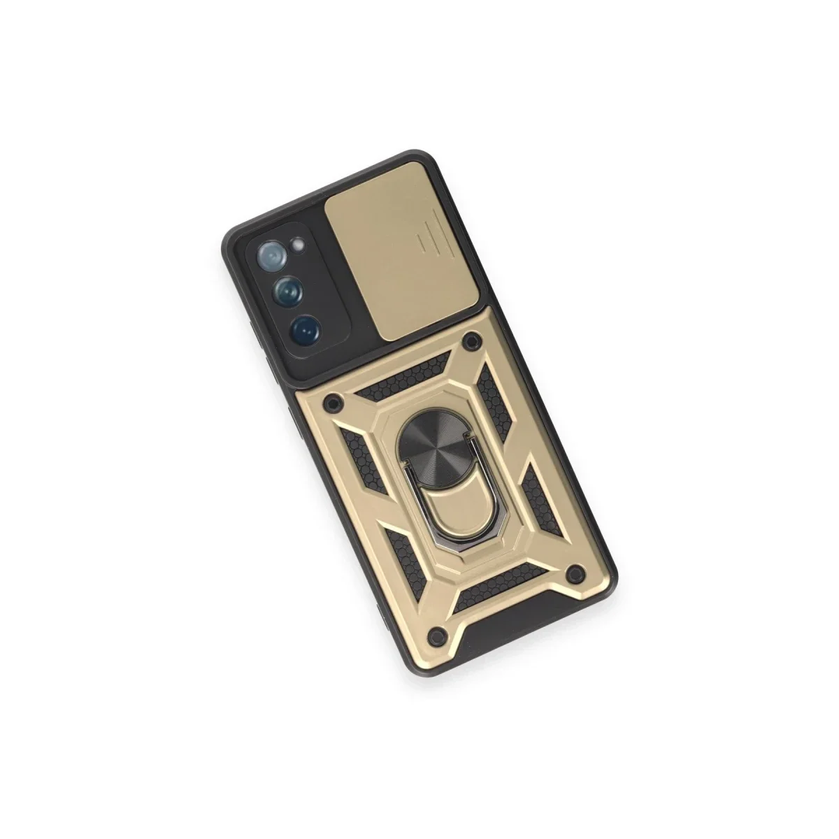 Samsung Galaxy S20 FE Kılıf Pars Lens Yüzüklü Silikon - Gold görsel 3