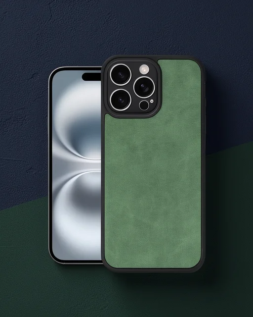 Apple İphone 16 Pro Kılıf Aras Deri Kapak - Koyu Yeşil