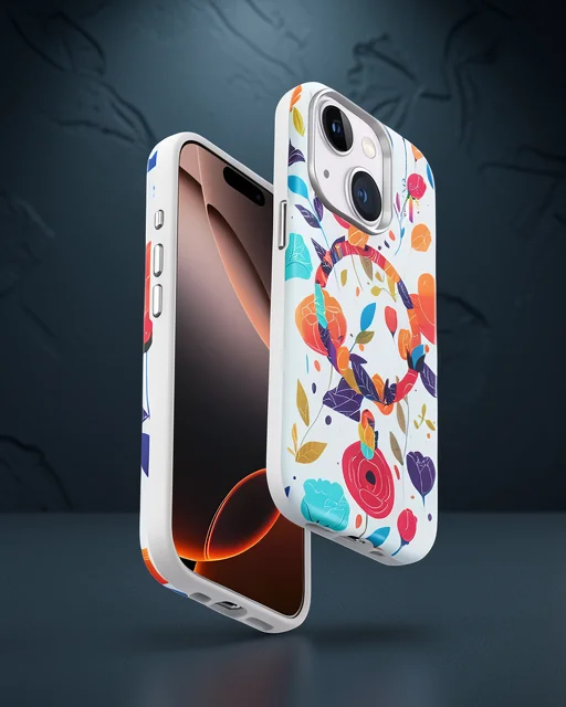 Onegif Apple İphone 15 Plus Flower Series Magsafe Kapak - Beyaz