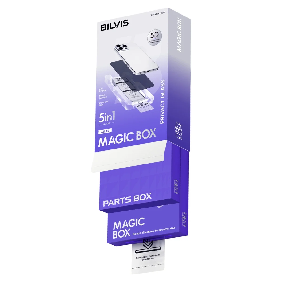 Apple İphone 14 Pro Max Bilvis 5in1 5d Magic Hayalet Cam Ekran Koruyucu - Siyah görsel 2