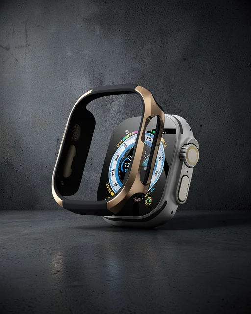 Apple Watch Ultra 49mm Mo-wt3 Alüminyum Camlı Kasa Ekran Koruyucu - Gold