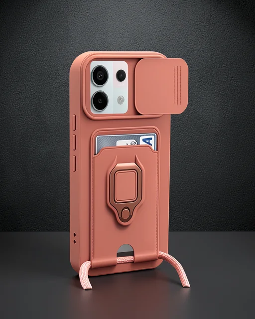 Xiaomi Redmi Note 13 Pro 5g Kılıf Zuma Kartvizitli Yüzüklü Silikon - Pembe