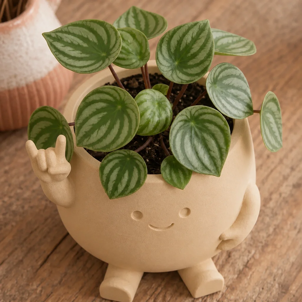 3D Baskı Smiley Face Planter - Gülümseyen Karakterli Saksı-Bej görsel 3