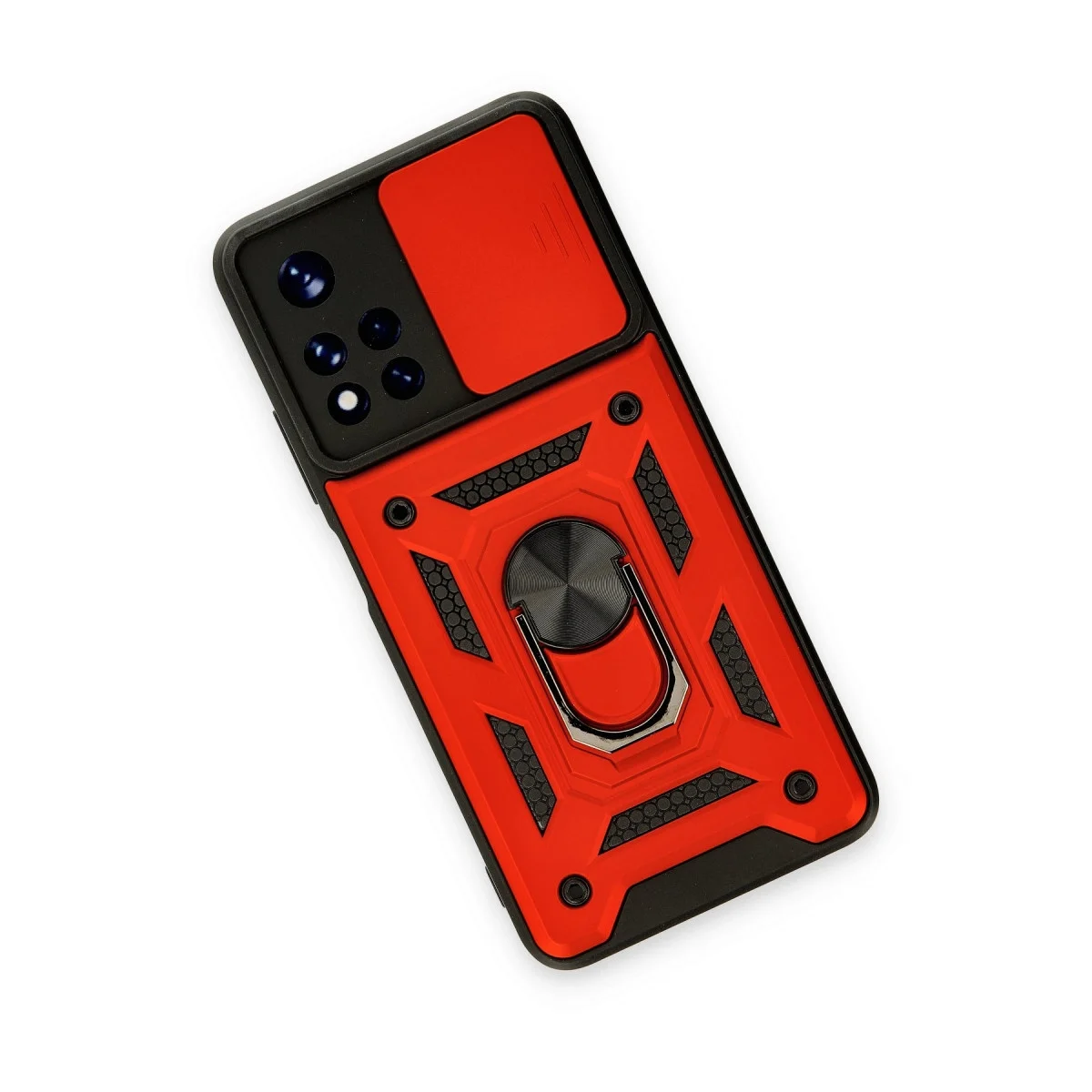Xiao Red Note 11t Kılıf Pars Lens Yüzüklü Silikon - Kırmızı görsel 2