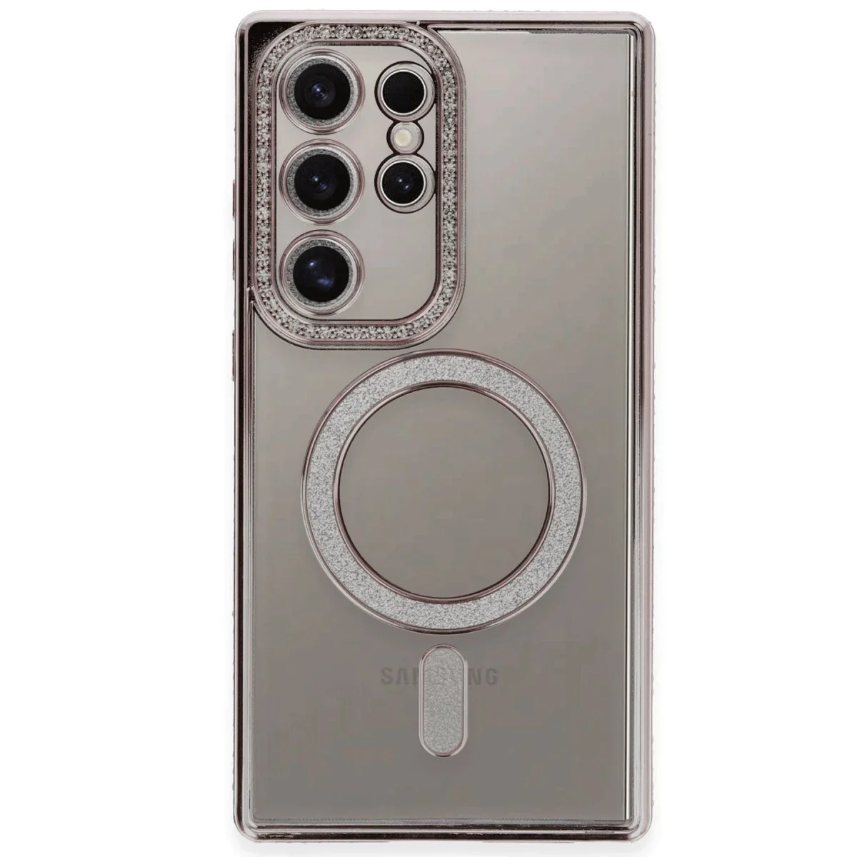 Samsung Galaxy S24 Ultra Kılıf Joke Simli Magneticsafe Kılıf - Pembe görsel 2