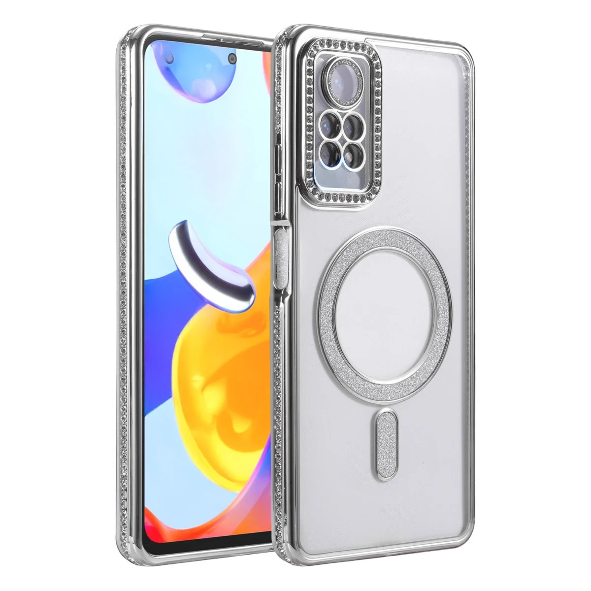 Xiao Red Note 12 Pro 4g Joke Simli Magneticsafe Kılıf - Gümüş