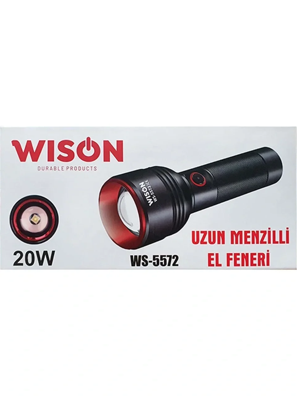 WISON WS-5572 20W Uzun Menzilli Şarjlı Metal El Feneri görsel 5