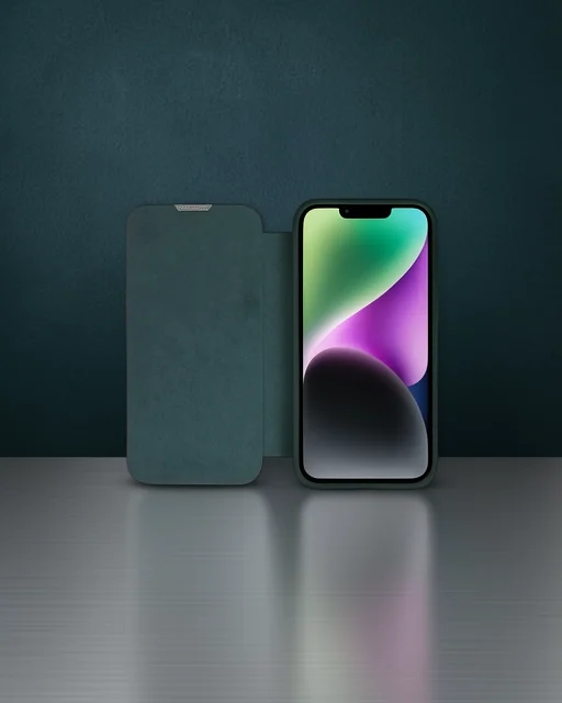 Apple İphone 13 Pro Kılıf Dolpin Kapaklı - Koyu Yeşil