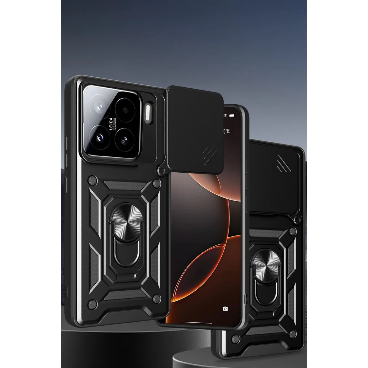 Xiao 15 Kılıf Pars Lens Yüzüklü Silikon - Kırmızı görsel 2