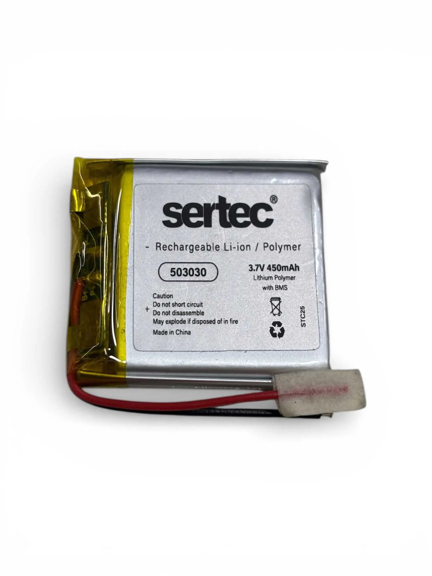 503030 3.7V 450mAh Li-Polymer Pil (Devreli/1.5A)