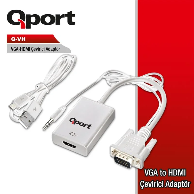 Q-vh Vga To Hdmı Dönüştürücü + Ses Kablosu (vga+hdmı)