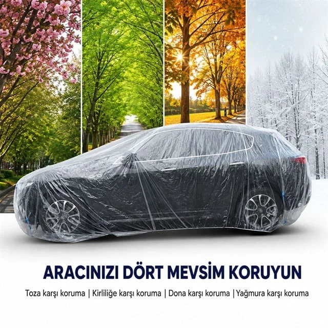 SN-38878 XL Beden PE Araç Örtüsü 4.8x7.5 Metre Dört Mevsim Dayanıklı Su Geçirmez ve UV Korumalı Branda görsel 3