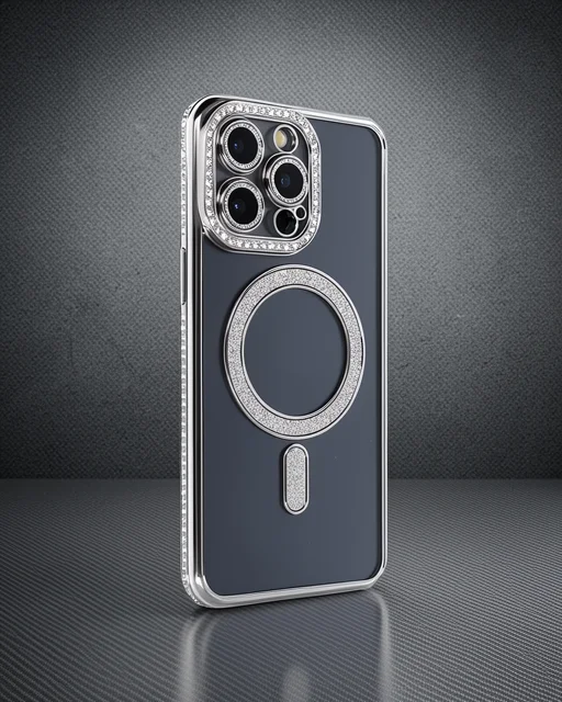 Apple İphone 14 Pro Kılıf Joke Simli Magneticsafe Kılıf - Gri
