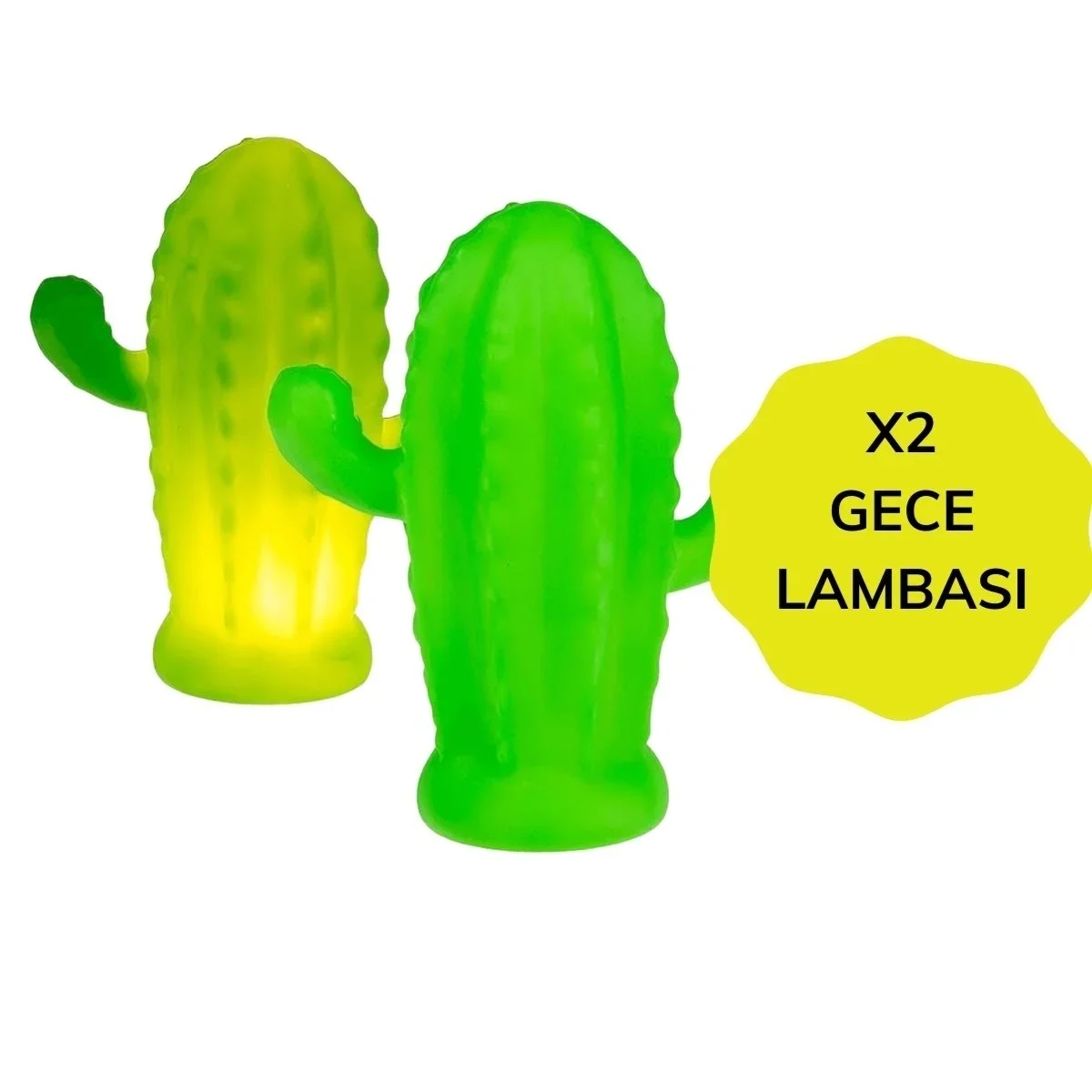 Pilli Silikon Led Işıklı Sevimli Kaktüs Gece Lambası Aydınlatması görsel 8