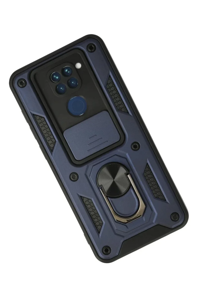 Xiao Red Note 9 Kılıf Pars Lens Yüzüklü Silikon - Lacivert görsel 2