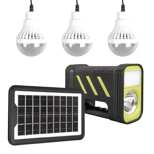 GD-12 Akülü Solar Panelli 3 Ampullü Solar Işıldak Fener