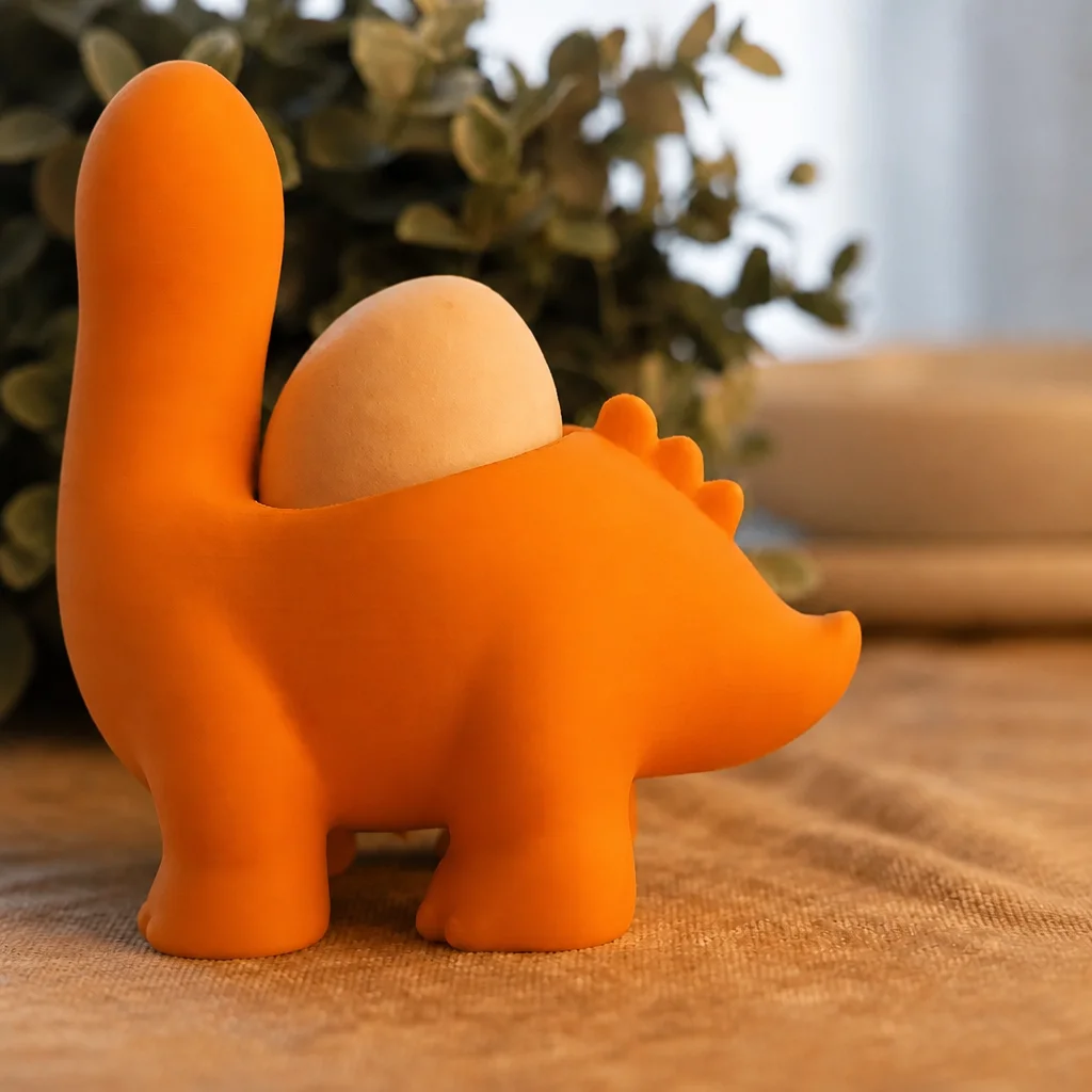 3D Baskı Dinozor Yumurtalık - Sevimli Eggosaurus Yumurta Tutucu-Turuncu görsel 2