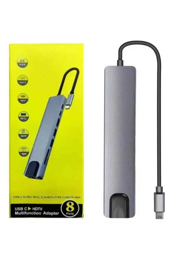 Macbook Pro/air Uyumlu USB Type-C 8 In 1 Hub Dönüştürücü Çevirici Çoklayıcı USB Hdmı cro Sd 8 Girişli görsel 4