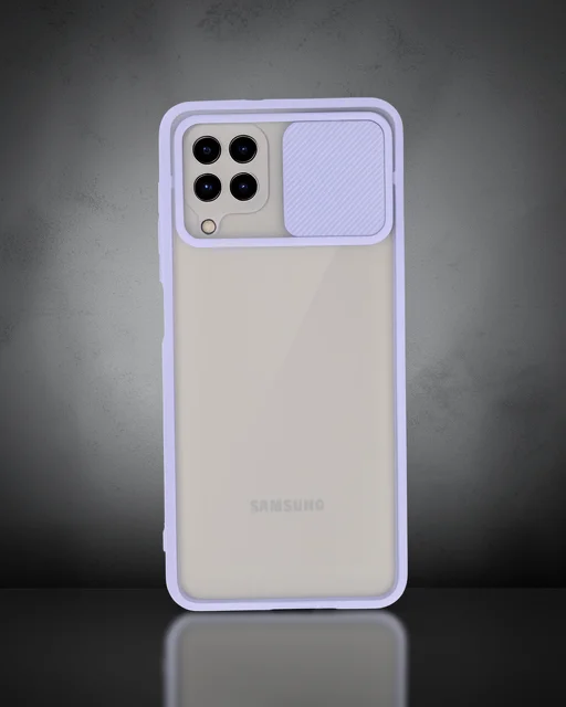 Samsung Galaxy A22 Kılıf Palm Buzlu Kamera Sürgülü Silikon - Lila
