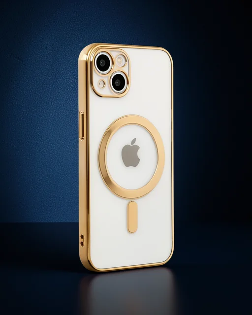 Apple İphone 14 Plus Kılıf Magneticsafe Lazer Silikon - Gold